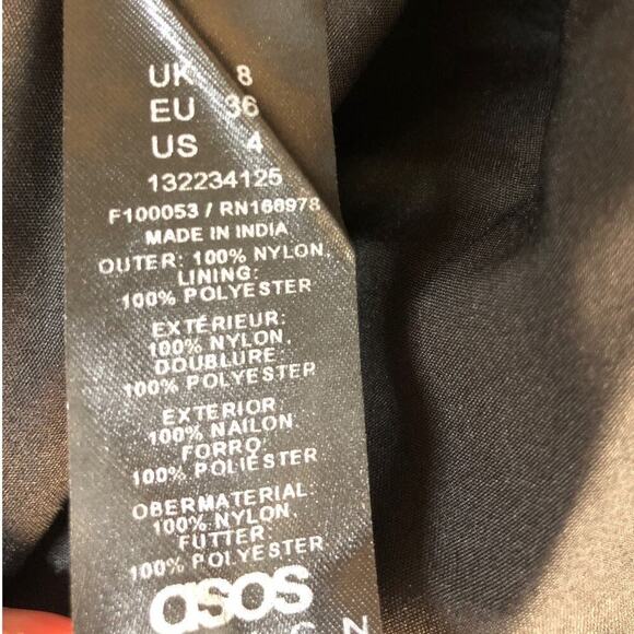 ASOS Design Dress One Shoulder Sheer Lace Asymmetrical Midi Evening Black NWOT 4 - Picture 6 of 7